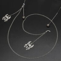 Silver-colored metal non-slip chain, with skull pendant, for glasses and masks GL590