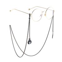 Black-colored metal non-slip chain, with pendant light bulb, for glasses and masks GL831