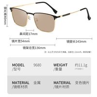 Очки металлические фотохромные с защитой от синего света 9680-GT