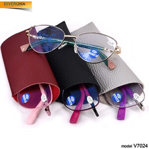 Women's metal eyeglasses with flex hinges Vizzini V7024 BLOCK BLUE LIGHT dioptries to -8.00