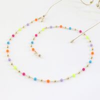 Gold-colored metal non-slip chain, with round beads gold and jelly colors, for glasses and sweater GL987