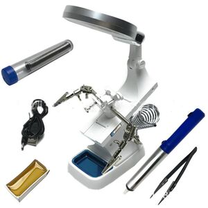 Soldering hand holder with magnifying glass and backlight 7023