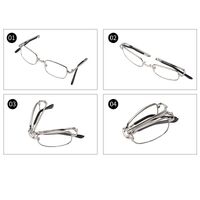 Folding metal reading glasses JY303黄片 with case, diopters from +1.00 to +4.00, RMC=62-64