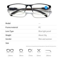 Plastic reading glasses KY3022 with Blue ray cut protection, diopters from +1.00 to +4.00, RMC=62-64
