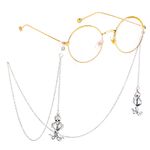 Металлическая нескользящая цепочка серебряного цвета, с подвеской в виде змей с черепом, для очков и масок GL475