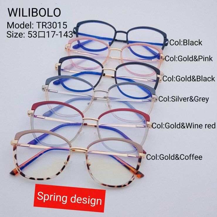 Metal +TR90 ultrathin frames with flex hinges Wilibolo TR3015