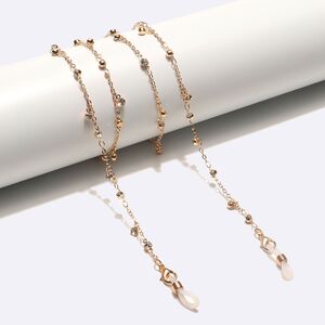 Gold-colored metal non-slip chain, with transparent rhinestone, for glasses and masks GL1612