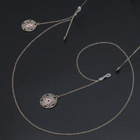 Gold-colored metal non-slip chain, with pendant flower, for glasses and masks GL638