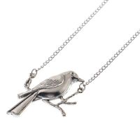Silver-colored metal non-slip chain, with a bird on a branch, for glasses and masks GL066