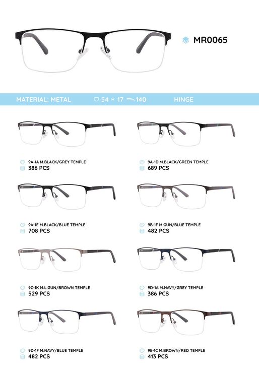 Металлическая оправа с дужками из материала TR-90 MR0065