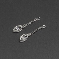 Silver-colored metal non-slip chain, with drops and rhinestones, for glasses and masks GL338