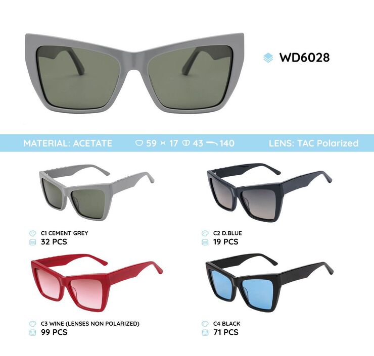 Plastic acetate frame polarized sunglasses WD6028