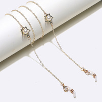 Stylish metal glasses chain with color rhinestone pearls GL1377