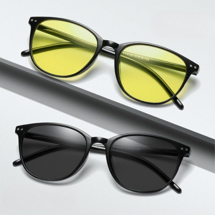 Photochromic plastic glasses with protection Blue Cut KY6008-6夜视变色L5