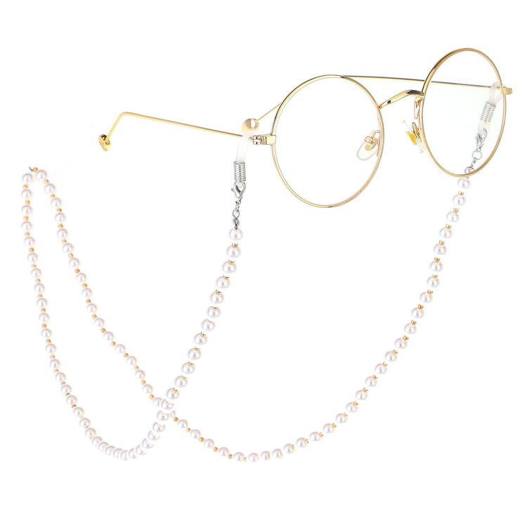 Metal non-slip chain, with gold pearl beads, for glasses and masks GL216