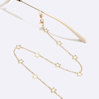 Gold-colored metal non-slip chain, with flower, star, for glasses and masks GL1519