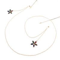 Gold-colored metal non-slip chain, with pendant flower, for glasses and masks GL816