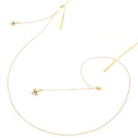 Gold-colored metal non-slip chain, with pendant cross with rhinestone, for glasses and masks GL225