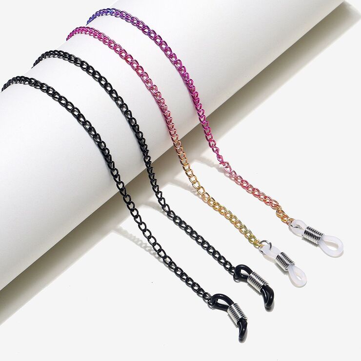 Metal non-slip chain, 2-piece set colorful and black, for glasses and masks GM018