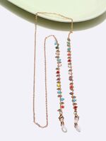 Gold-colored metal non-slip chain, with colored beads, for glasses and masks GL664