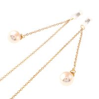 Gold-colored metal non-slip chain, with pearl light bulb pendant, for glasses and masks GL043