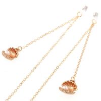 Gold-colored metal non-slip chain, with shell and pearl, for glasses and masks GL017