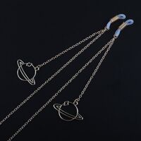 Gold-colored metal non-slip chain, with a planet pendant, for glasses and masks GL761