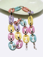 Set of two stainless steel glasses chain with colorful crystals GB143