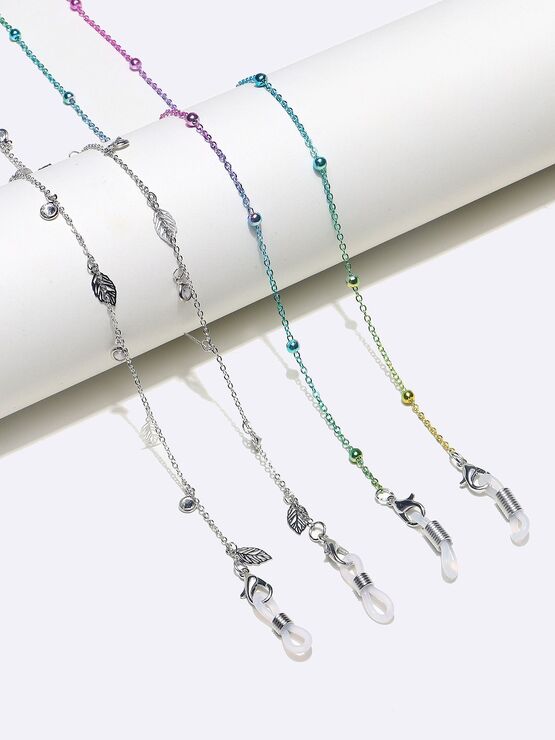 Metal non-slip chain, with colorful leaves, for glasses and masks GM147