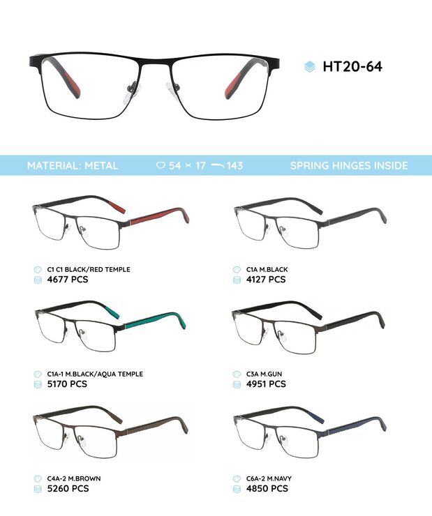 Metal frame with temples made of TR-90 material HT20-64