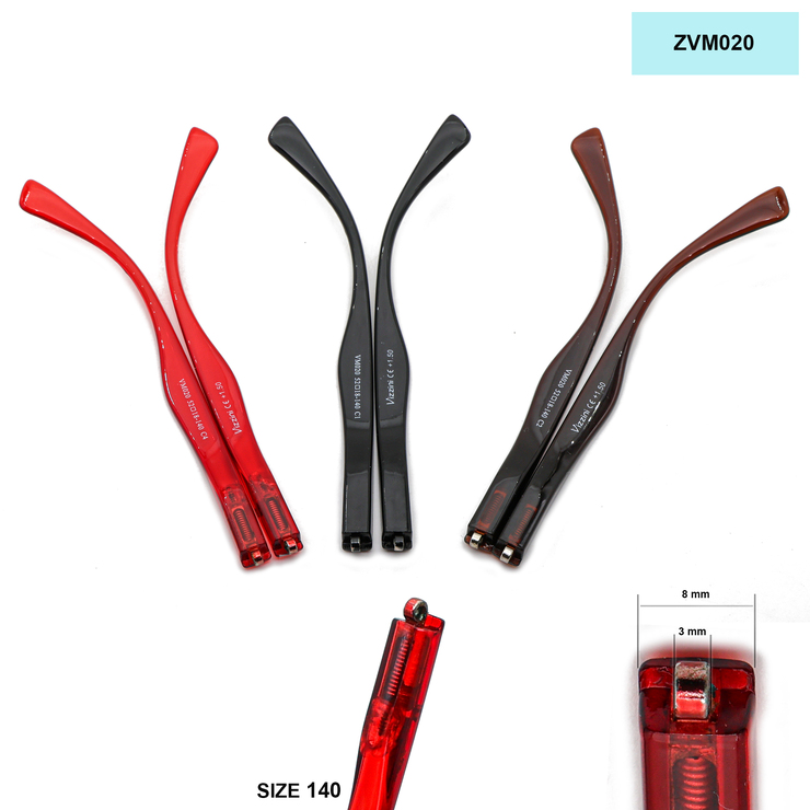 Temples (shackle) to frames plastic with flex ZVM020 (price per pair) 140mm*8mm