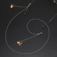 Gold-colored metal non-slip chain, with pendant triangle with colorful tassel, for glasses and masks GL712