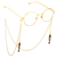 Gold-colored metal non-slip chain, with pendant fishbone, for glasses and masks GL695