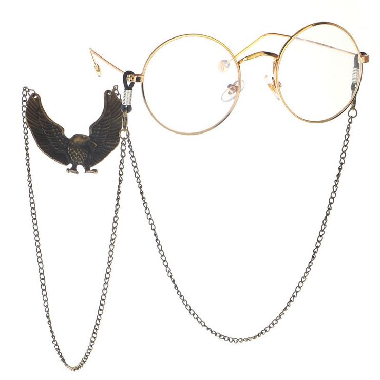 Bronze-colored metal non-slip chain, with eagle, for glasses and masks GL142