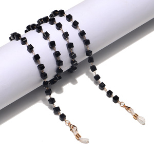 Металлическая цепочка для очков и масок с чёрными кубиками GL1169