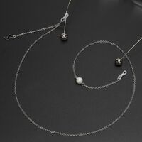 Metal non-slip chain, with pendant lightning and pearl, for glasses and masks GL617