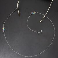 Silver-colored metal non-slip chain, with colorful butterfly, for glasses and masks GL392
