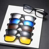 TR90/PC plastic frame + 5 polarized sun protection magnet clip-on set + leather bag El Dorado EL2271A