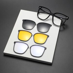 PC plastic frame + 3 polarized sun protection magnet clip-ons + leather case El Dorado EL9806