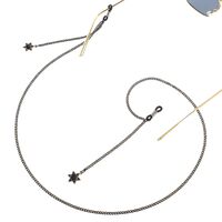 Black-colored metal non-slip chain, with pendant six-pointed star, for glasses and masks GL457