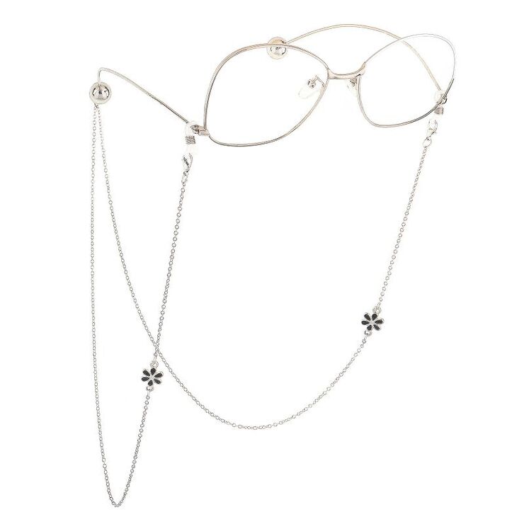 Metal non-slip chain, with a flower, for glasses and masks GL584