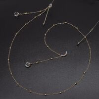 Gold-colored metal non-slip chain, with pendant crystal and beads, for glasses and masks GL550