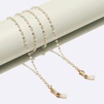 Gold-colored metal non-slip chain, with white crystal, for glasses and masks GL1275