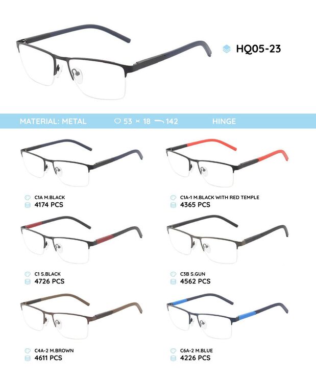 Металлическая оправа с дужками из материала TR-90 HQ05-23