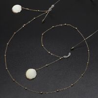 Gold-colored metal non-slip chain, with natural shell and beads, for glasses and masks GL662