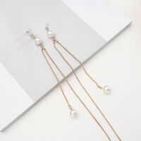 Gold-colored metal non-slip chain, with pendant with pearl, for glasses and masks GA037