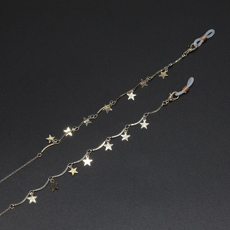 Gold-colored metal non-slip chain, with stars, for glasses and masks GL641