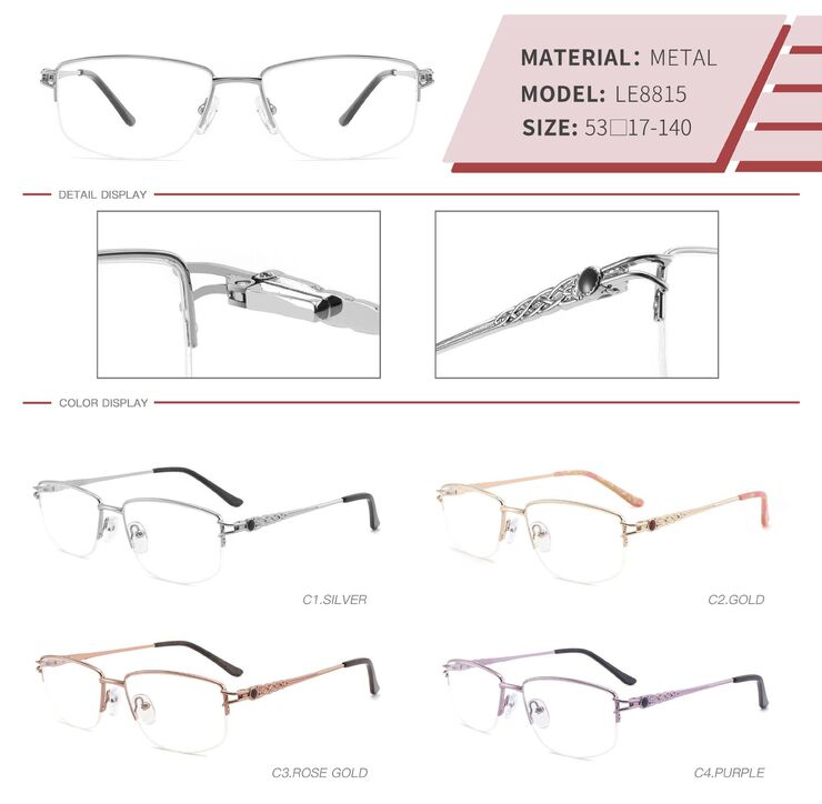 Оправа металлическая полуободковая с флексом LE8815-DA