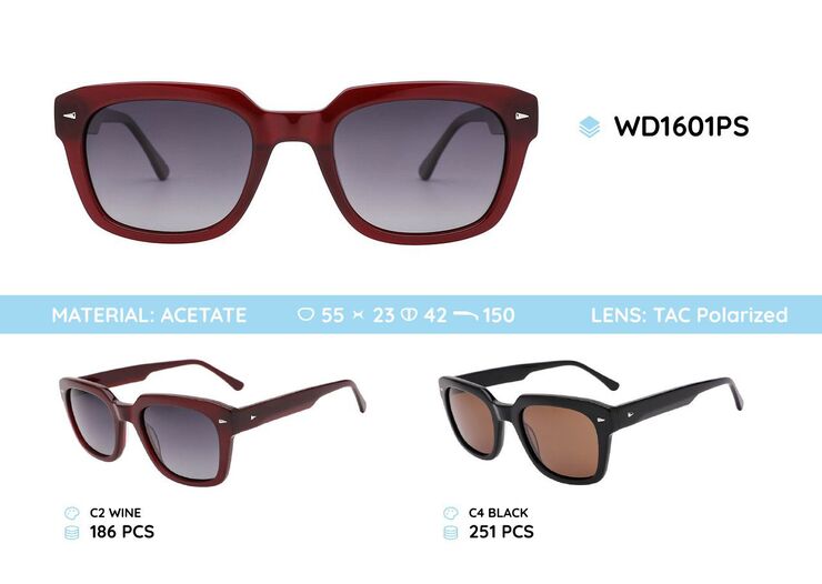 Plastic acetate frame polarized sunglasses WD1601PS