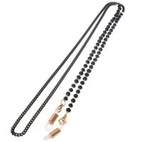 Black-colored metal non-slip chain, with black crystal, for glasses and masks GL101